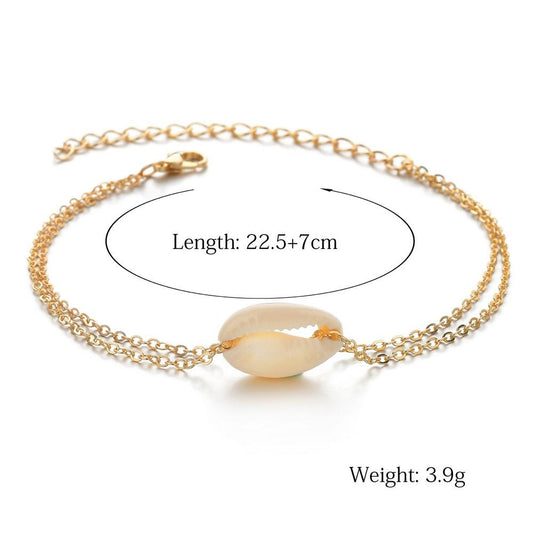 Retro personality Shanghai style shell multi-layer anklet jewelry fashion simple beach foot decoration