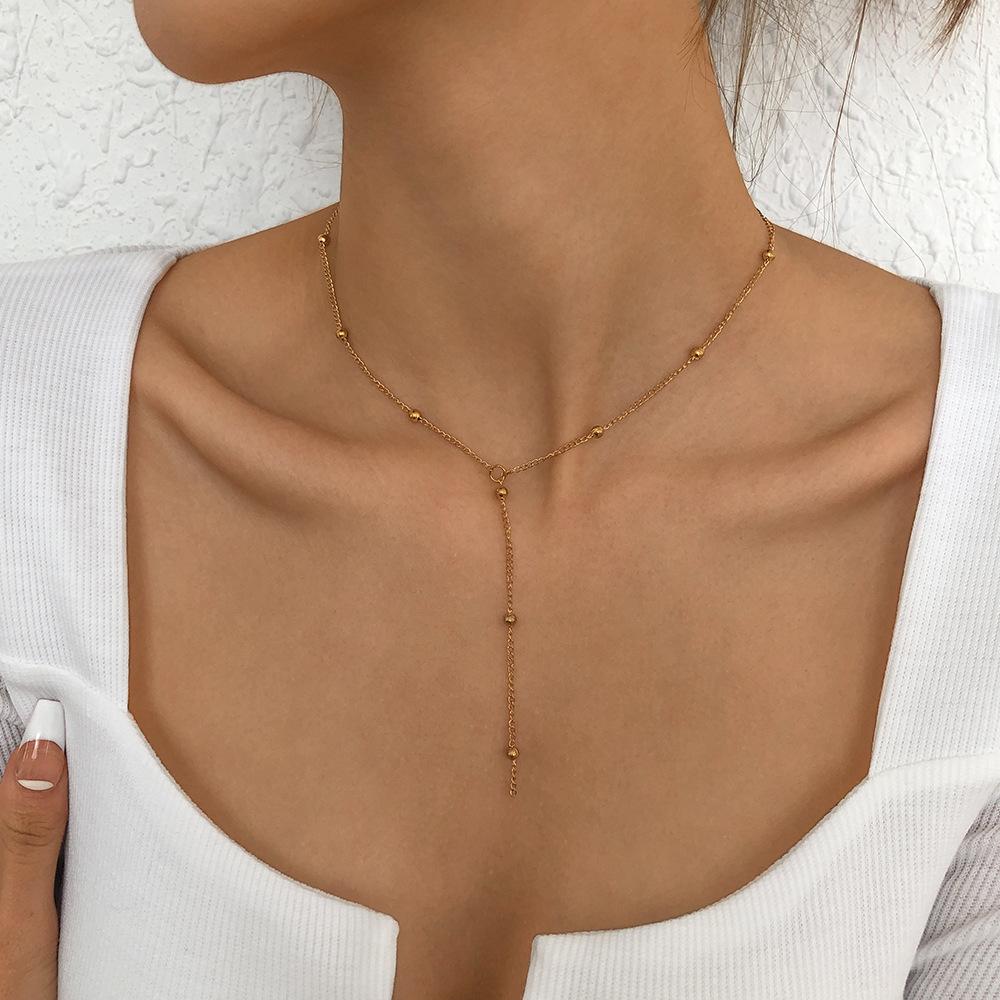 N9516 Simple niche necklace chain tassel design sense single-layer necklace personality long geometric necklace