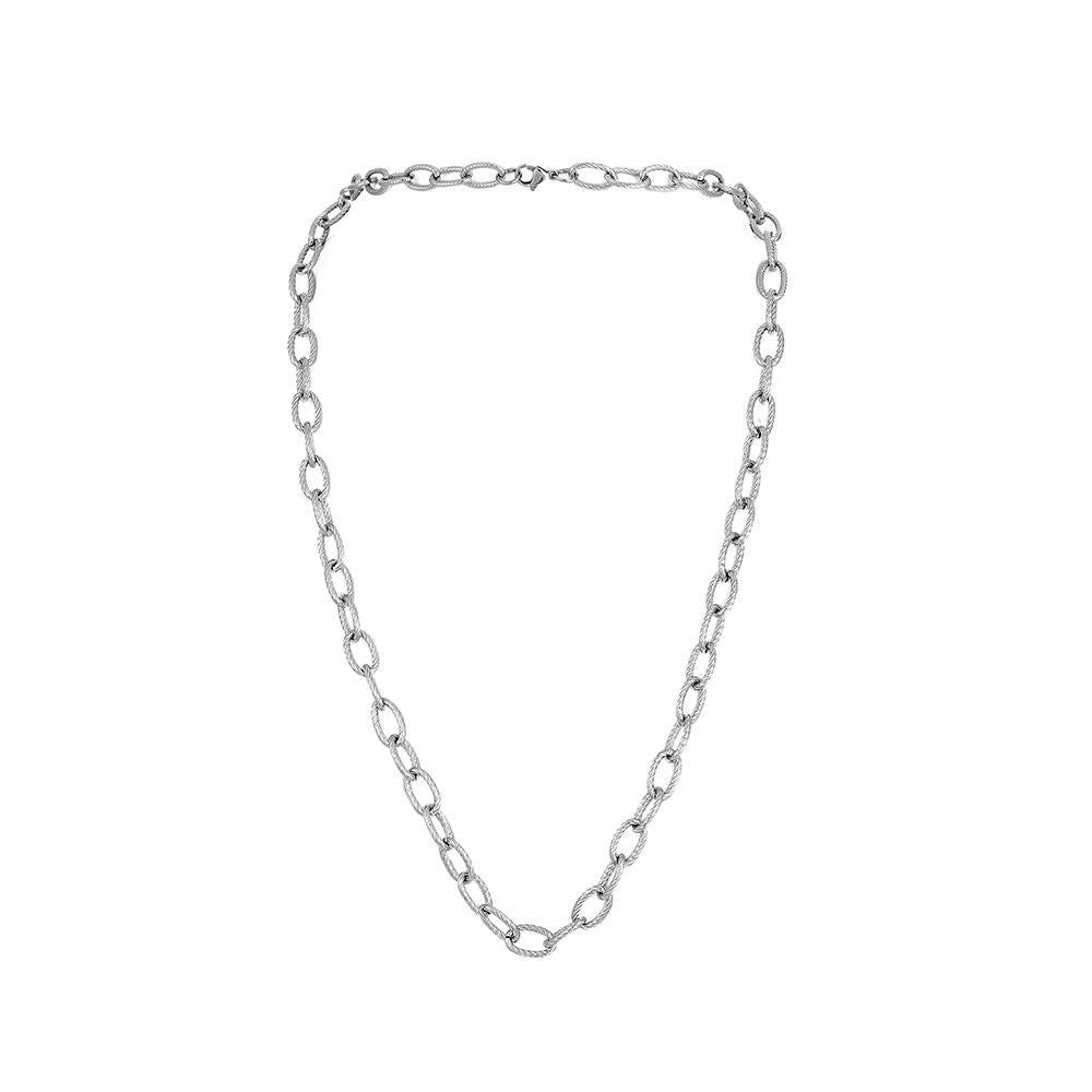 ins fashion stainless steel twist brushed O word single chain necklace titanium steel hip hop simple exaggerated necklace men