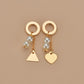 Small Fresh Imitation Pearl Earrings Fashion Iron Triangular Peach Heart Asymmetrical Stud Earrings Accessories
