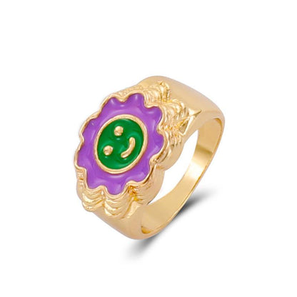 Ins fashion simple love flower ring personality cute metal geometric fun index finger ring