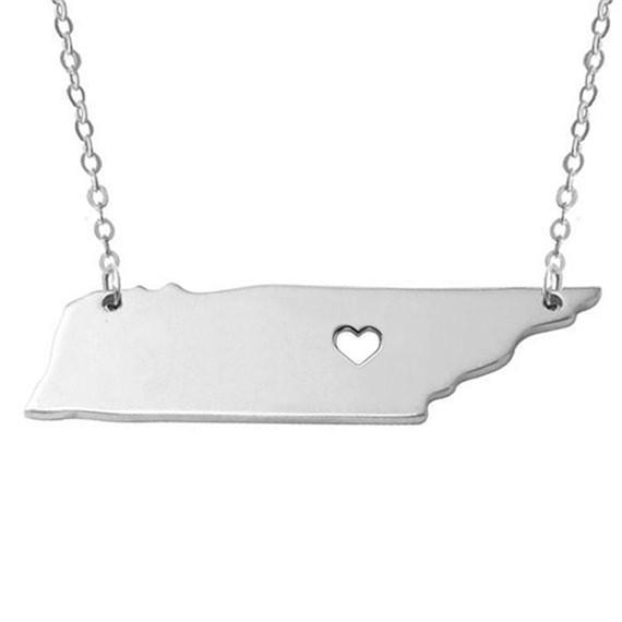 Explosive Jewelry Tennessee Tennessee Map Necklace Pendant