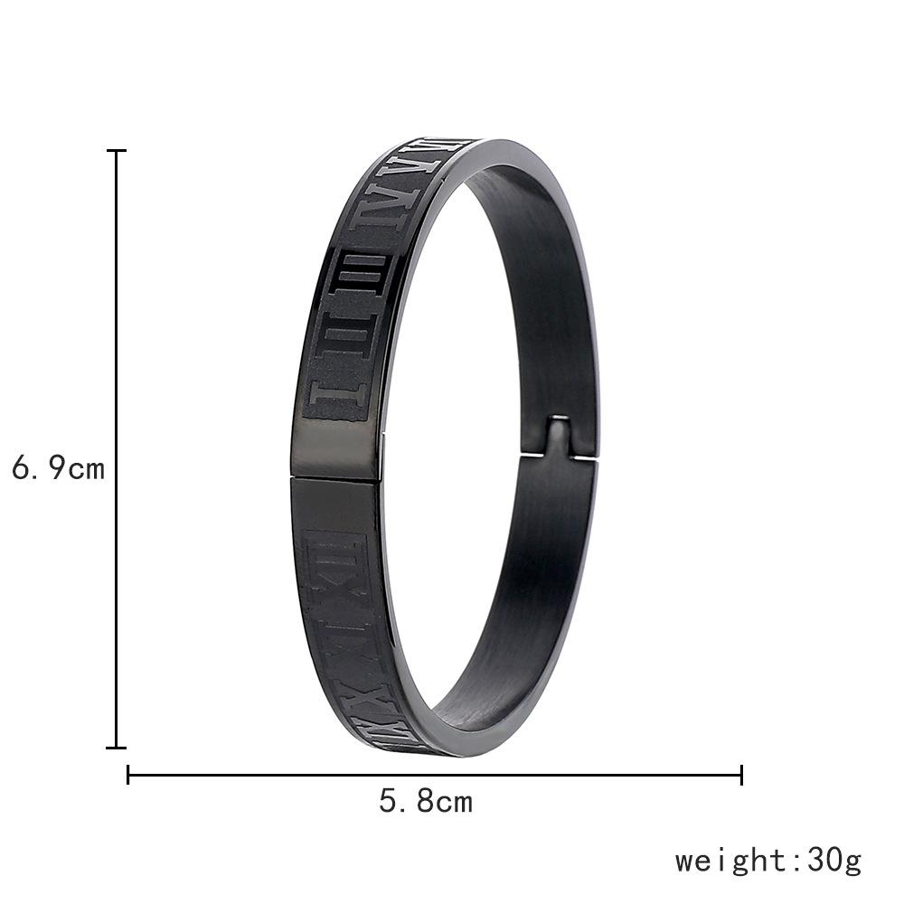 Simple and non-fading 18K Roman numeral stainless steel bracelet hip-hop personality titanium steel bracelet hand jewelry