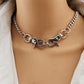 Jewelry Geometric Ring Thick Chain Stitching Necklace Exaggerated Personality Keychain Punk Hip-Hop Necklace