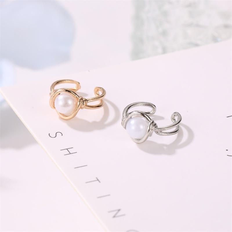 Fashion sweet earrings single simple pearl ear bone clip personality knotted no ear piercing women's ear clip ear buckle