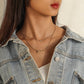 Stainless Steel Necklace Temperament Simple Design Letter Diamond Clavicle Chain Double Chain Necklace