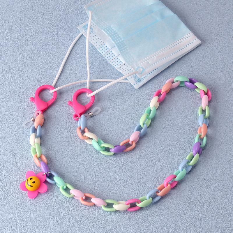 Candy Contrast Color Acrylic Mask Chain Anti-Le Flower Glasses Chain Anti-lost Rope Children Adult Universal