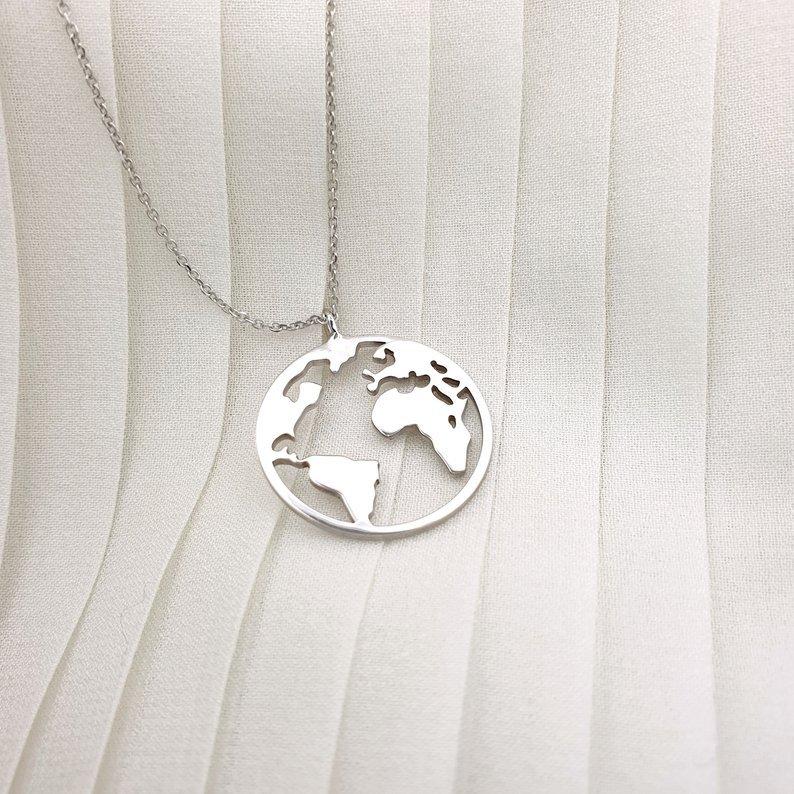 Stainless steel world map necklace circle hollowed out your world map pendant stainless steel jewelry 19 years explosion