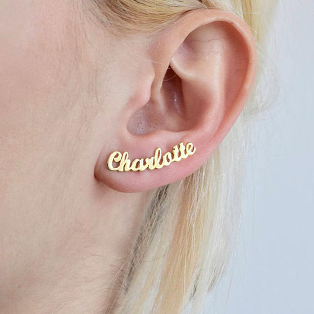 Stainless steel name earrings personalized custom letter earrings DIY English name stainless steel