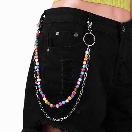 Trendy personality five-pointed star color shell waist chain retro beach sexy pants chain waist decoration