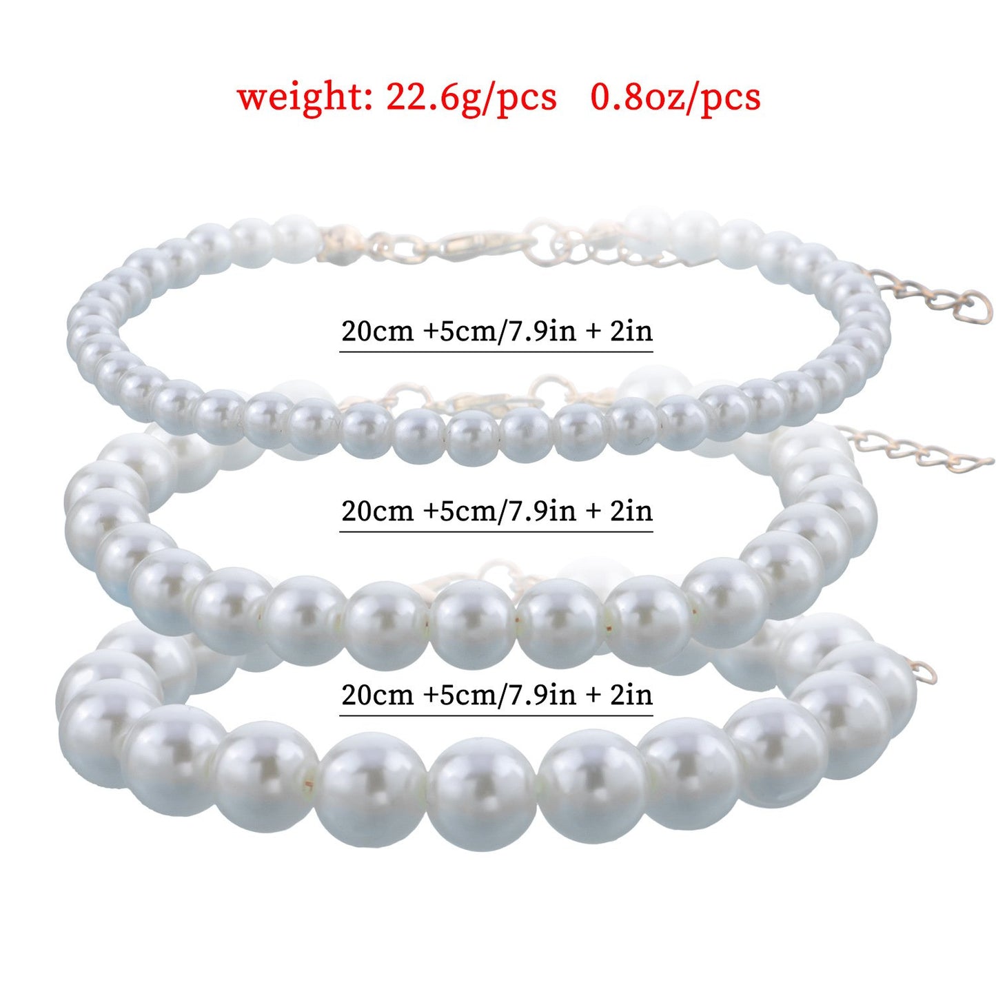 Jewelry Fashion Trend White Pearl Women's Bracelet Simple Three-piece Set Personality Simple and Popular