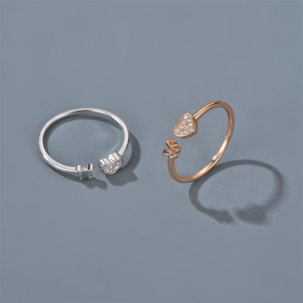 Jewelry Sweet and Versatile Heart Butterfly Ring Adjustable Ring Girls Index Finger Open Ring