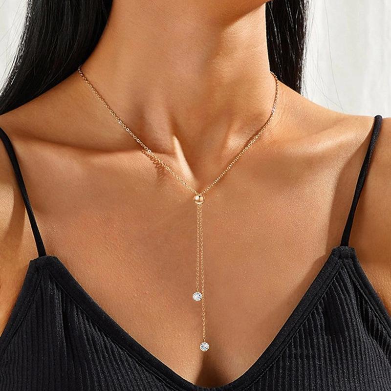N7576 Exquisite Tassel Necklace Simple Y-shaped Shrinkable Necklace Small Fashion Fashion Clavicle Chain Female