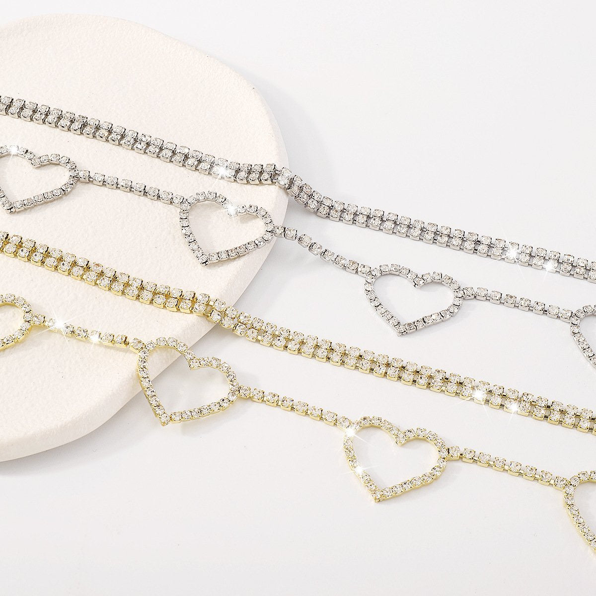 1334 Net Red Sweet Necklace Hollow Love Diamond Temperament Necklace Light Luxury Short Clavicle Necklace