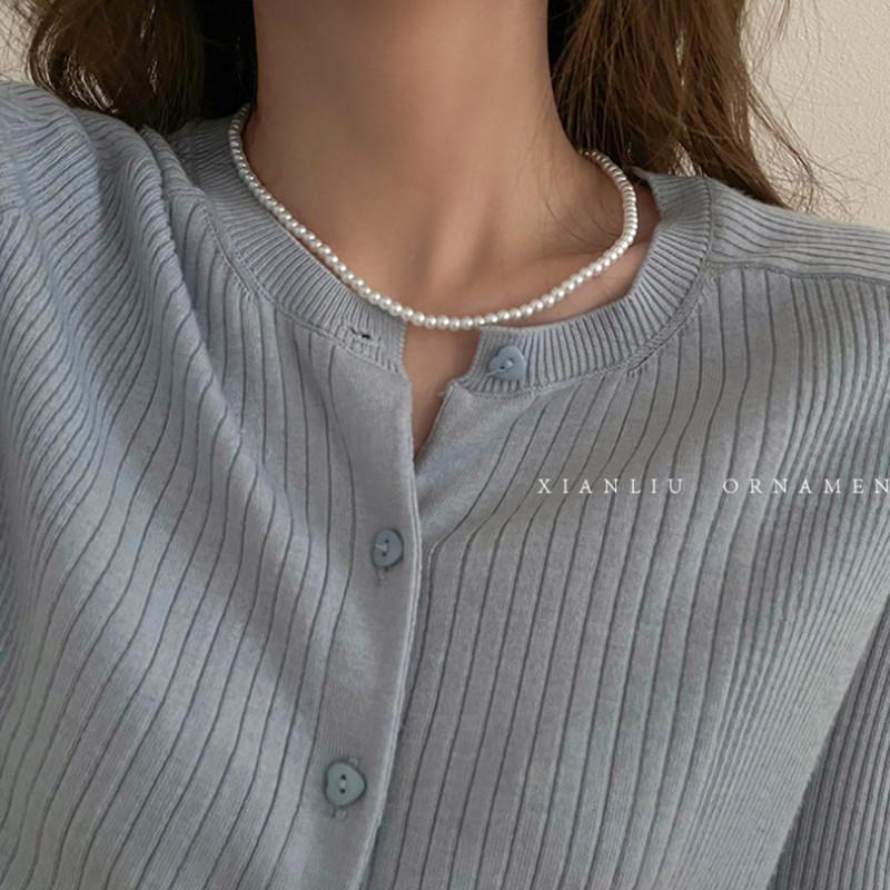 Light luxury niche fever same style pearl necklace ins women's design retro high-end clavicle chain necklace