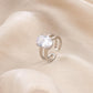 eaby oval large zircon copper micro-inlaid open ring exaggerated creative design versatile style ladies ring