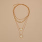 Fashion Retro Oval Water Drop Resin Pendant Necklace Multilayer Chain Clavicle Chain Necklace Accessories Batch