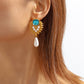 E1193 French retro high-end sense pearl earrings retro elegant niche personality geometric middle-aged earrings