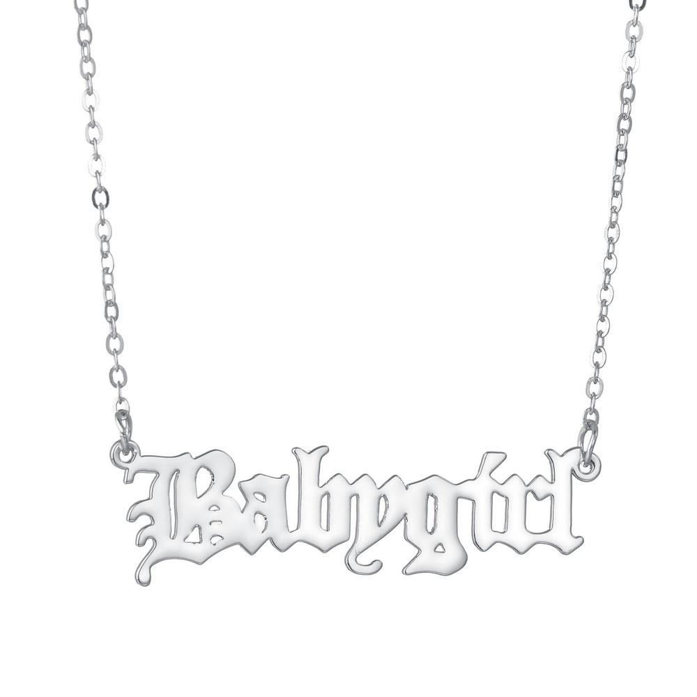Accessories popular ancient English font Babygirl alphabet necklace lock simple bone chain chain