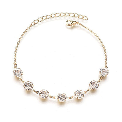 Jewelry Summer Simple Fashion Anklet Rhinestone Hanging Ring Single Layer Foot Decoration Anklet