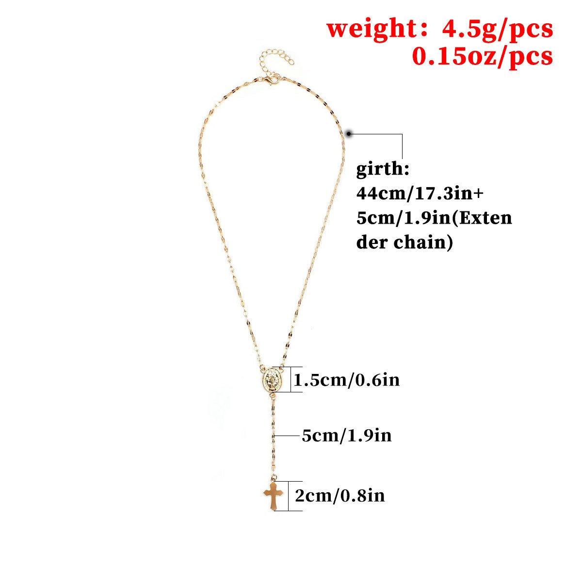 Three-color Cross Virgin Mary Necklace Ladies Fashionable Pendant Items Jewelry