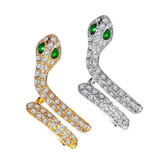 Creative Earrings Personality Micro-inlaid Zircon Snake Ear Clip Simple Temperament Snake Winding Stud Earrings
