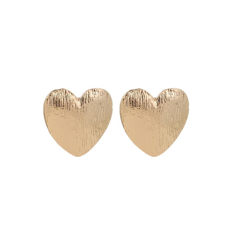 Trendy Heart Earrings Exaggerated Atmosphere Metal Frosted Retro Earrings Fashion Hipster Jewelry