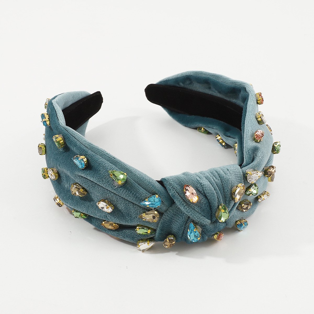 F4689 Jewelry fabric knotted water drop color diamond wide-brimmed headband Mori girl small fresh headband