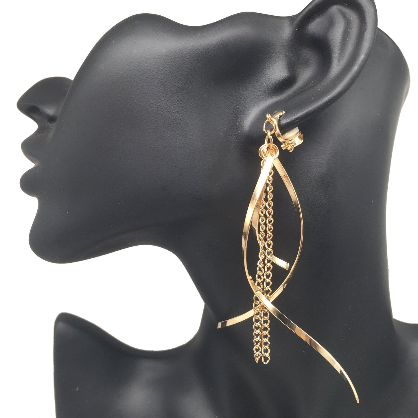 Spiral tassel metal ear clips without ear holes free to wear exaggerated atmosphere night party stage accessories