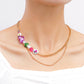 Jewelry double-layer creative multi-element beaded collarbone necklace female ins metal stitching necklace