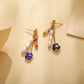 Fashion stainless steel special-shaped baroque imitation pearl mixed color glass flower earrings titanium steel elegant trendy earrings