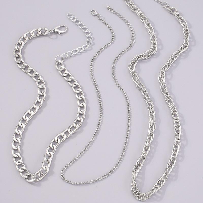 Jewelry hip-hop multi-layer necklace exaggerated generous metal thick chain multi-layer necklace set chain