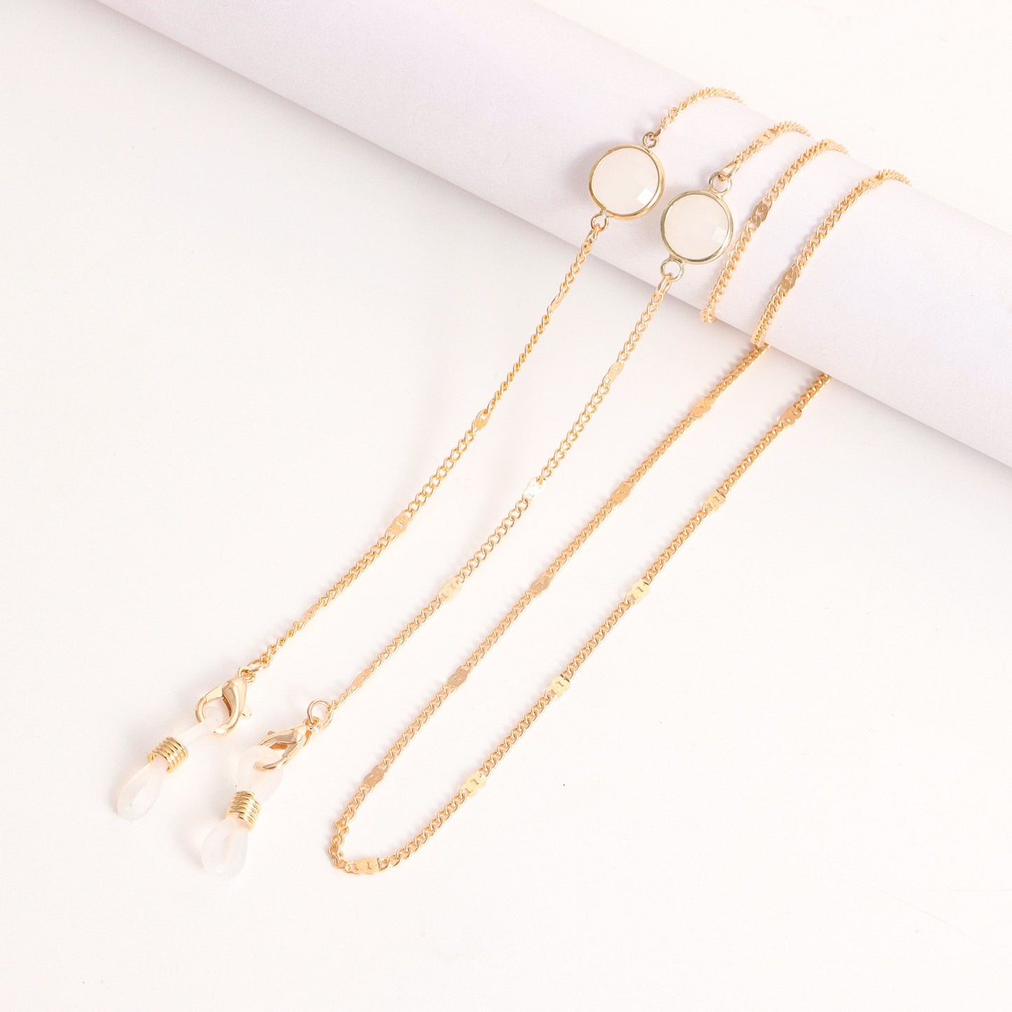 Mask hanging chain glasses chain imitation pearl mask chain color zircon metal glasses chain