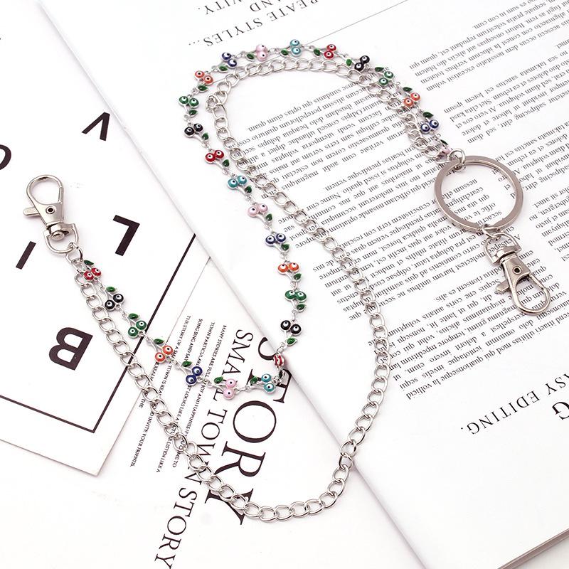 Fashion Pants Chain Acrylic Oil Drip Devil Eye Flower Accessories Waist Chain Metal Ring Decoration