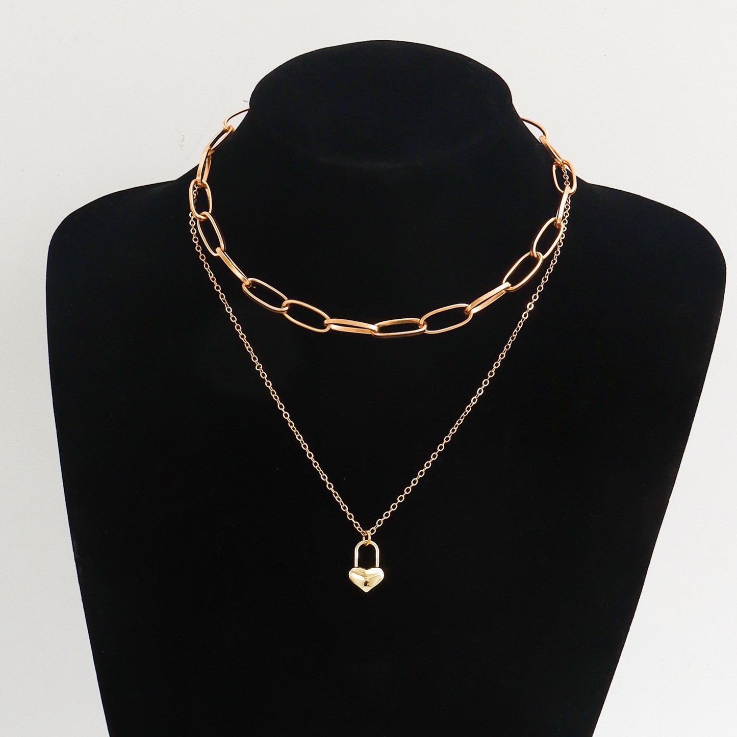 Jewelry Fashion Double Love Clavicle Chain Personality Necklace Women's Sweater Chain High-end Sense Necklace