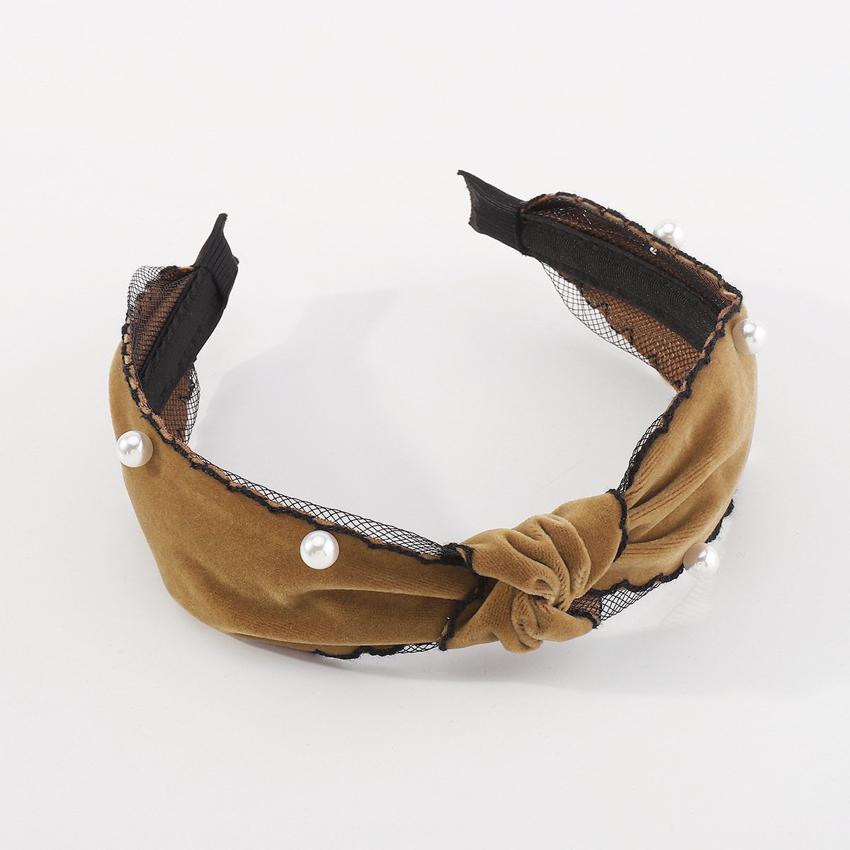 F5279 velvet temperament knotted hair hoop nail bead lace retro head hoop personality simple fashion hairpin female