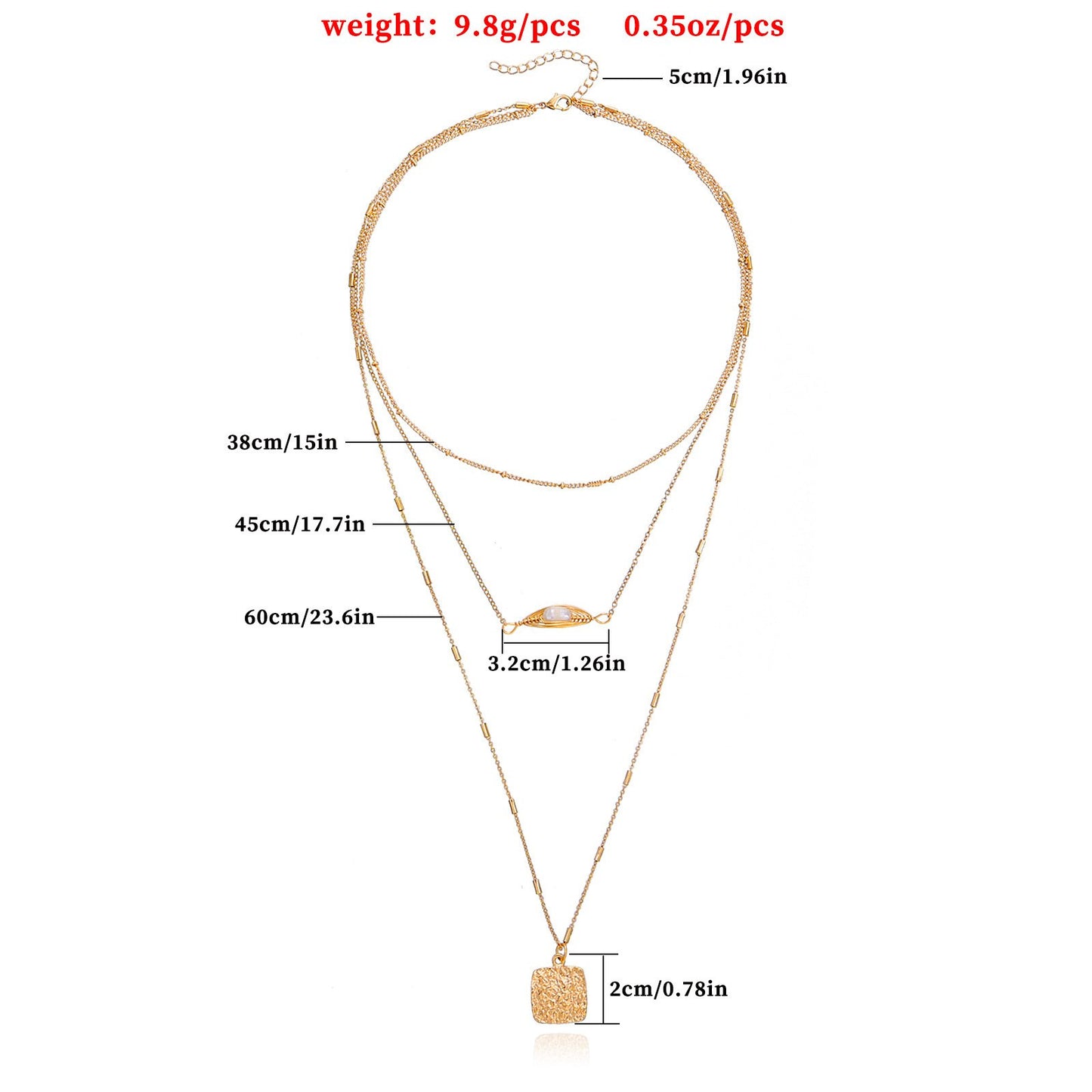 Jewelry ins multi-layer spider web pearl square pendant necklace female Xiaoxiang trend necklace