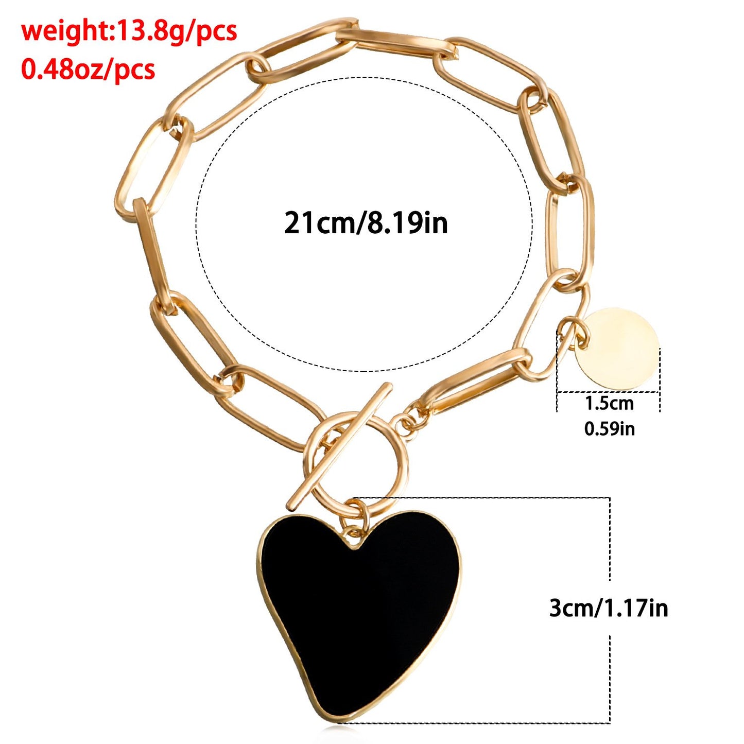 Jewelry Alien Geometric Heart Black White Mother-of-pearl Pendant Hand Decoration Female Simple Metal Bracelet