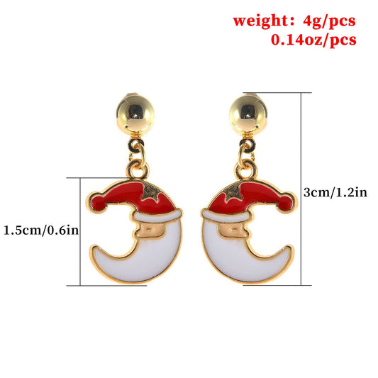 Jewelry cartoon moon Christmas hat steel needle earrings ladies Christmas creative earrings earrings