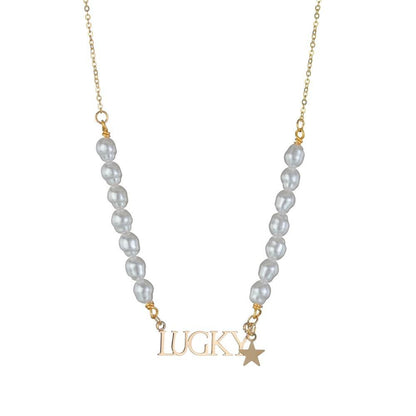 Simple Letter Lucky Necklace Fashion Shaped Gourd Pearl Necklace Accessories