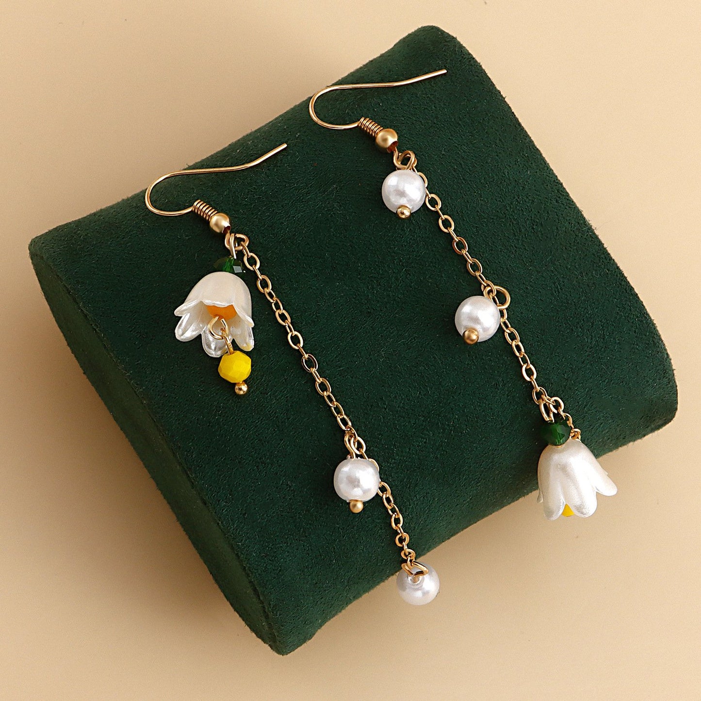 Jewelry small fresh forest super fairy bell flower earrings ladies long tassel earrings earrings
