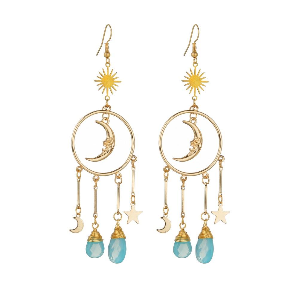 Bohemia Exaggerated Crystal Earrings Fashion Alloy Moon Star Earrings Accessories