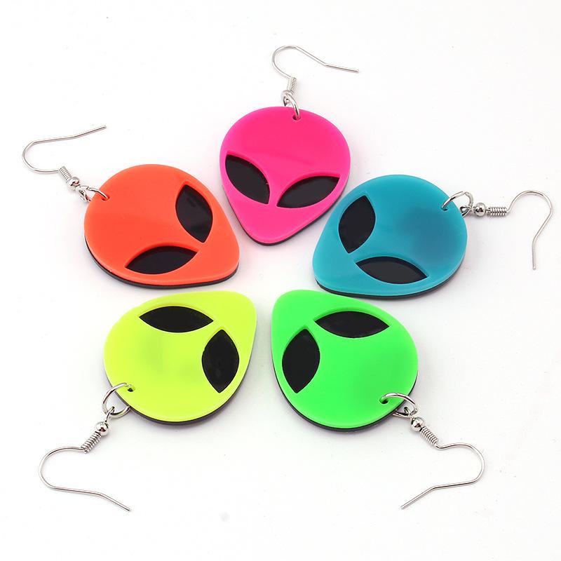 Fluorescent green alien earrings earrings temperament acrylic earrings exaggerated trend big ear jewelry women