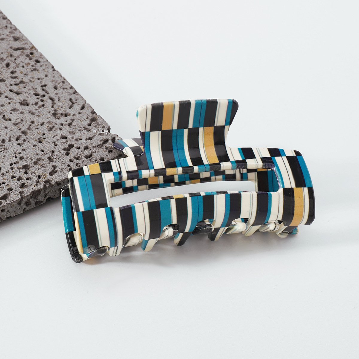 F4294 Exaggerated Striped Resin Clip French Light Luxury Lazy Fashion Medium Ponytail Hair Clip