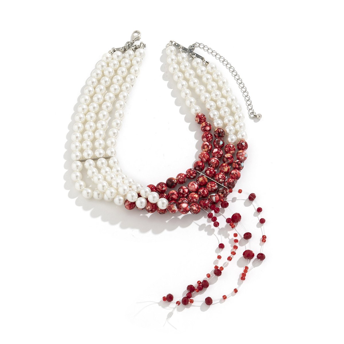 Jewelry Gothic Pearl Necklace Choker Creative Halloween Blood Drop Tassel Clavicle Necklace