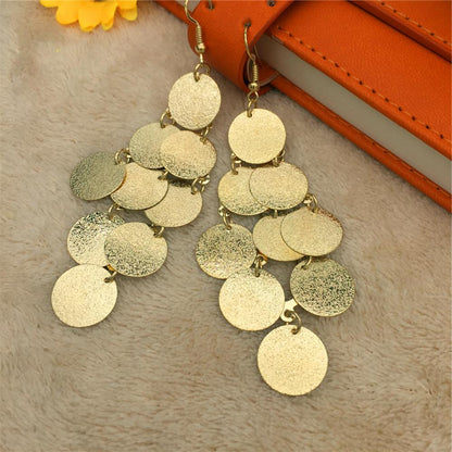 Fashion personality rhombus metal frosted disc ladies earrings popular earrings