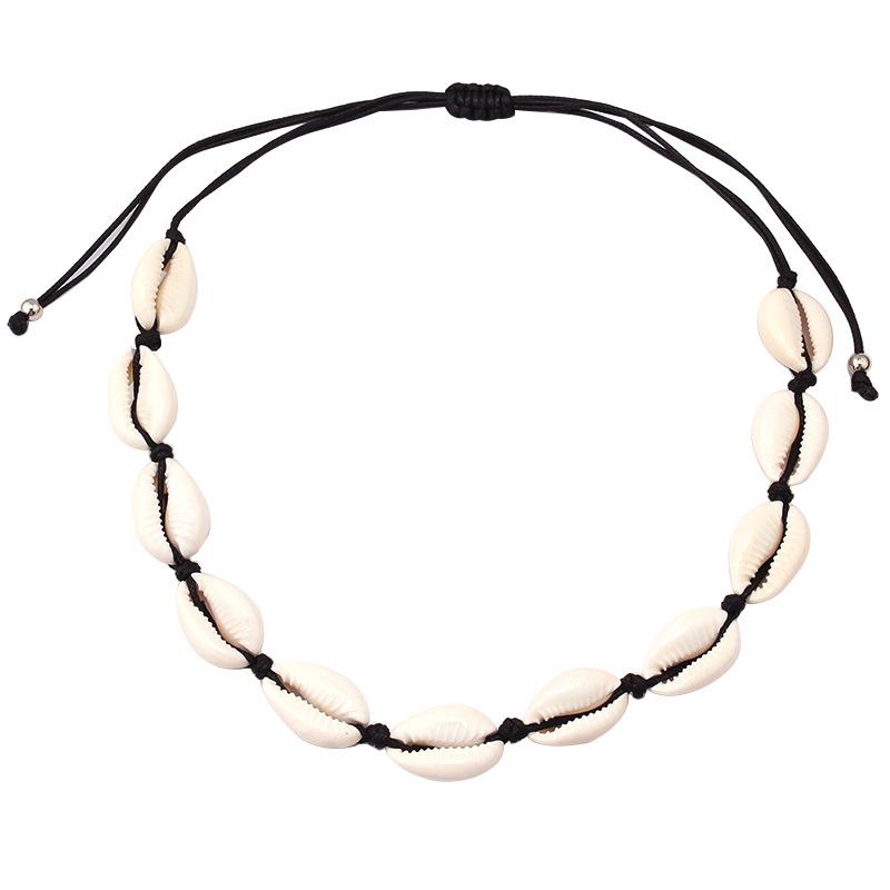 Ornament Sea Shell Hand Woven Stretchable Necklace Hawaiian Beach Shell Choker