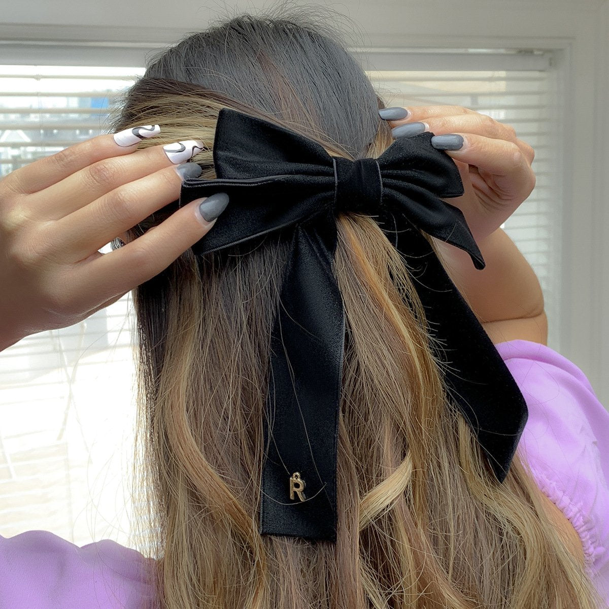 Jewelry Versatile Velvet Handmade Imitation Pearl Hair Ornament Simple Micro-inlaid Letter Bow Hairpin Female