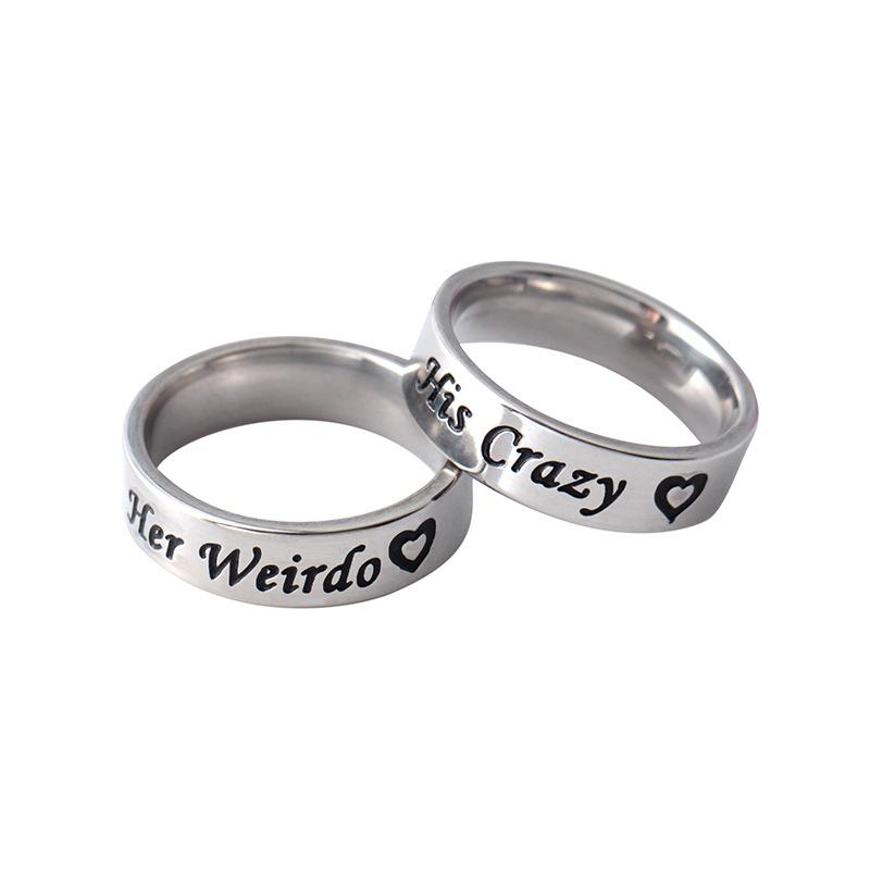 Fashion hiscrazyherweirdo ring couple ring titanium steel ring jewelry