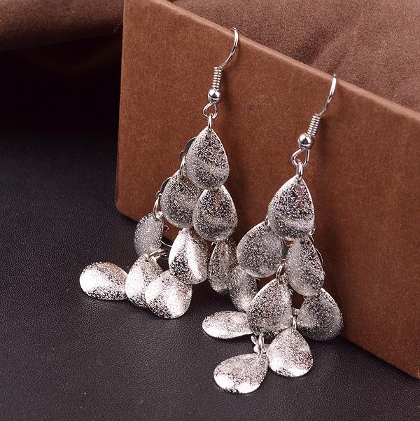 Long water drop frosted surface earrings fashion multi-layered boutique earrings